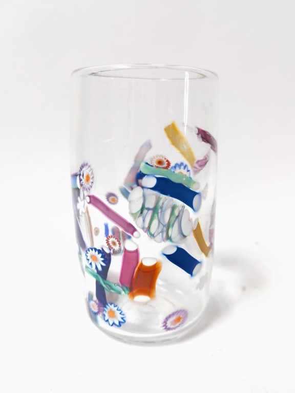 Signed Bruce Freund Millefiori Glass: Signed Bruce Freund Millefiori Glass, 5 3/8in by 3in