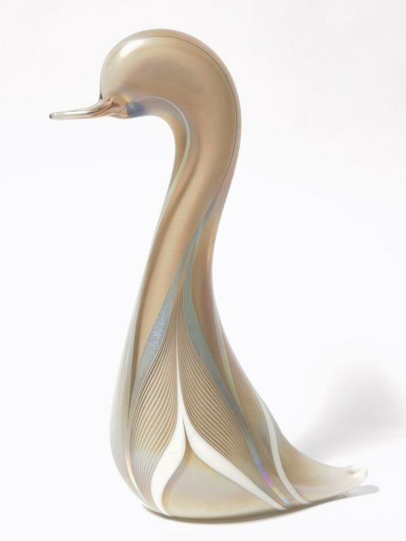 1982 Stuart Abelman Iridescent Pulled Feather Glas (1 of 5)