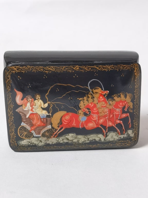 Vintage Russian Palekh "Troika" Miniature Lacquer (1 of 4)