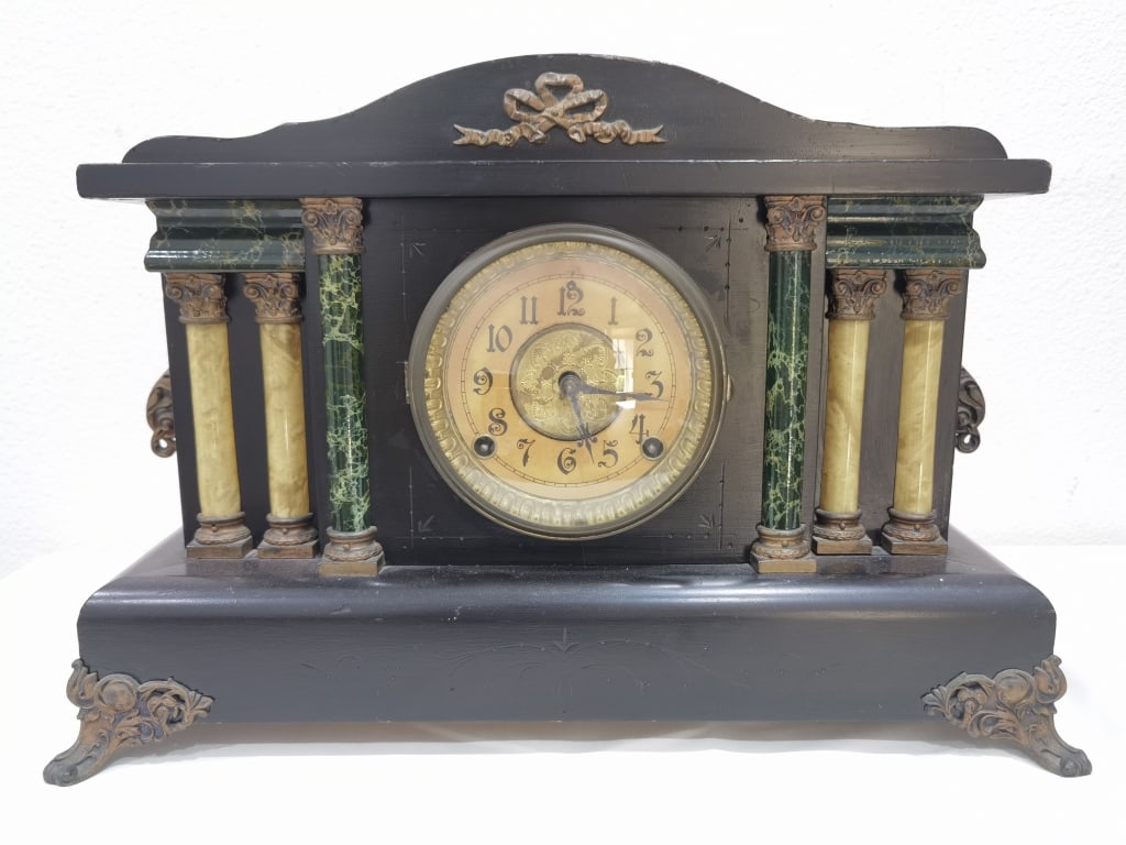Antique Sessions Ornate Wood Mantel Clock (1 of 8)