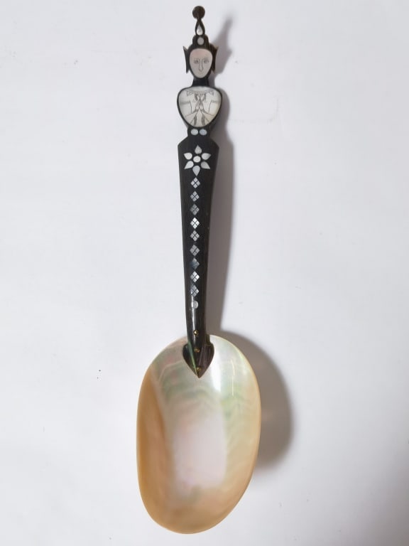 Vintage Mother-of-Pearl Ladle: Vintage Mother-of-Pearl Ladle, 11.75in