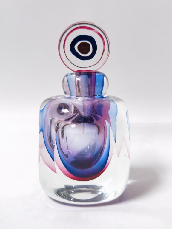 Large Murano Italy Faceted Sommerso Glass Perfume (1 of 4)