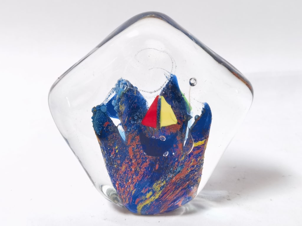 Murano Italy Sailboat Art Glass Paperweight (1 of 4)