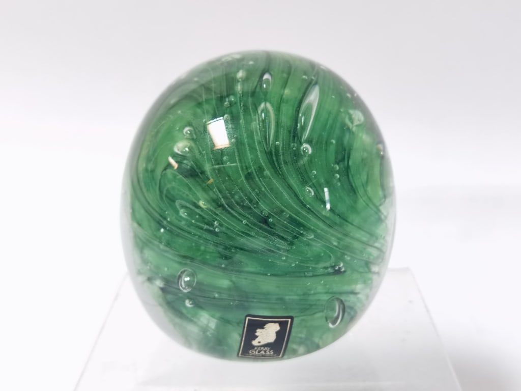 Kerry Glass Ireland Green Swirl Glass Paperweight (1 of 4)