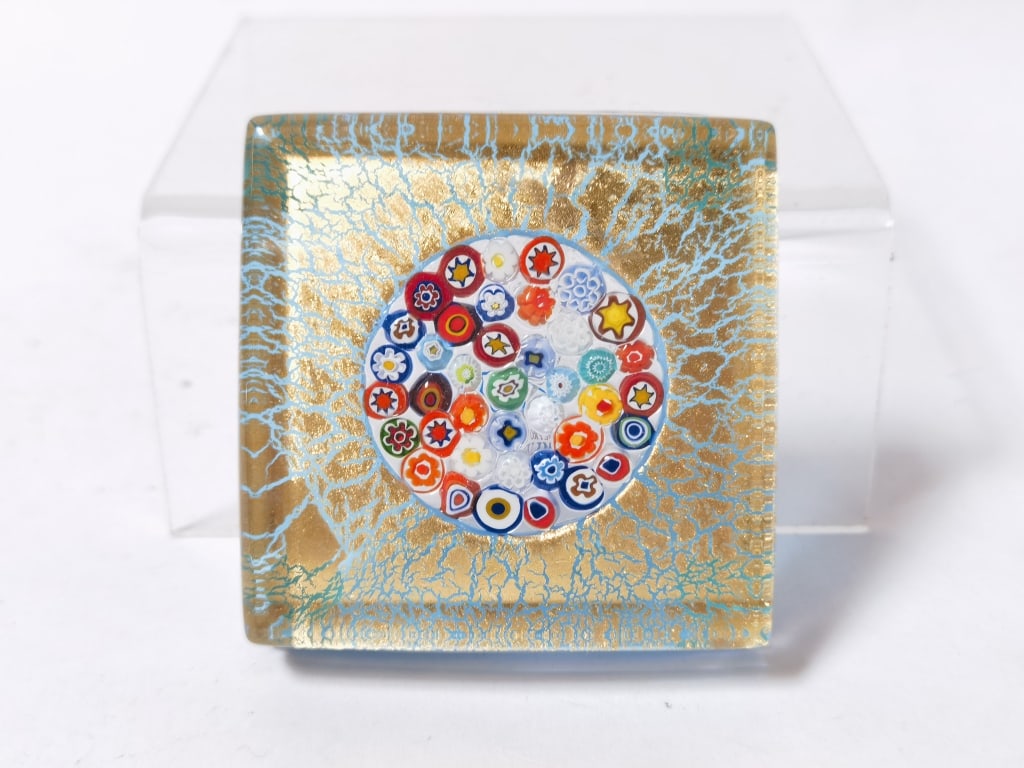 Vetro Artistico Murano Italy Glitter Millefiori Gl (1 of 5)