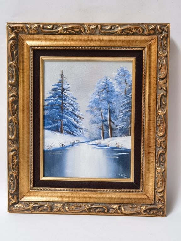 1974 Patty Liberto Snowy Landscape Oil Painting (1 of 4)