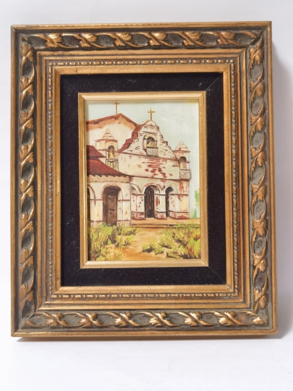 1975 Signed B. Hughett Mission San Antonio Oil Pai: 1975 Signed B. Hughett Mission San Antonio Oil Painting, 12in by 10in