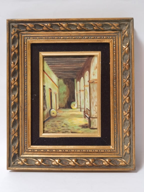 1975 B. Hughett Hallway Oil Painting: 1975 B. Hughett Hallway Oil Painting, 12in by 10in