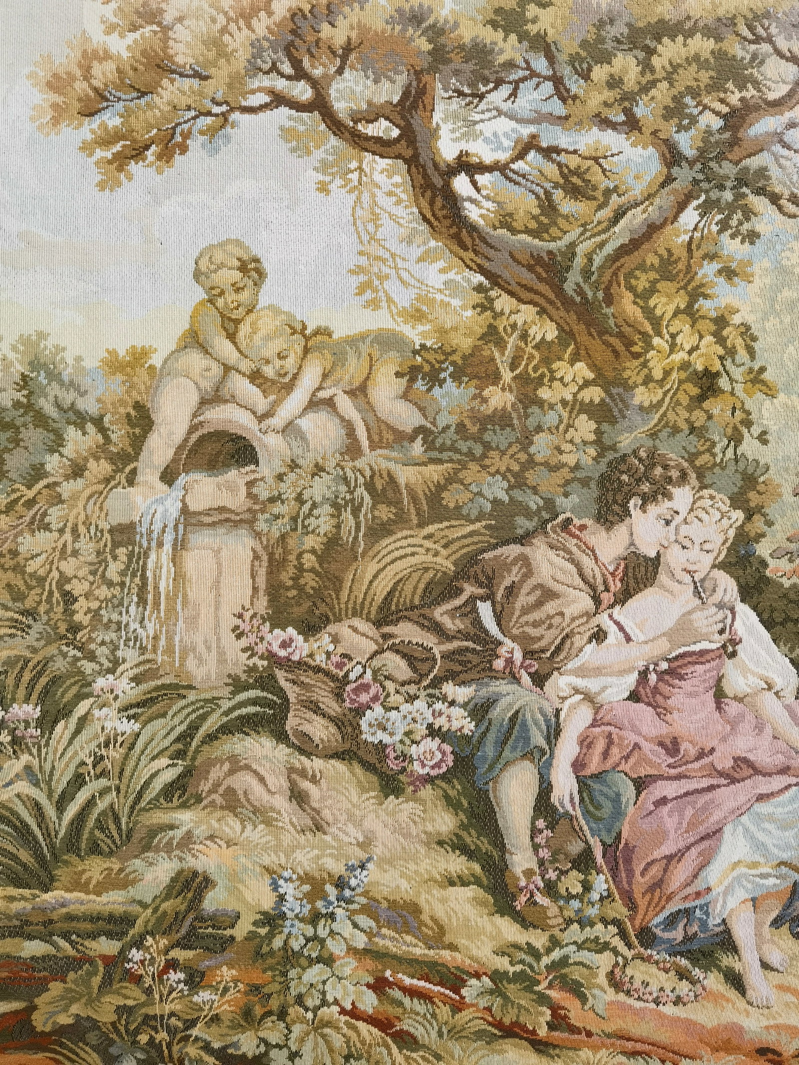 Vintage French Courting Scene Tapestry - 2