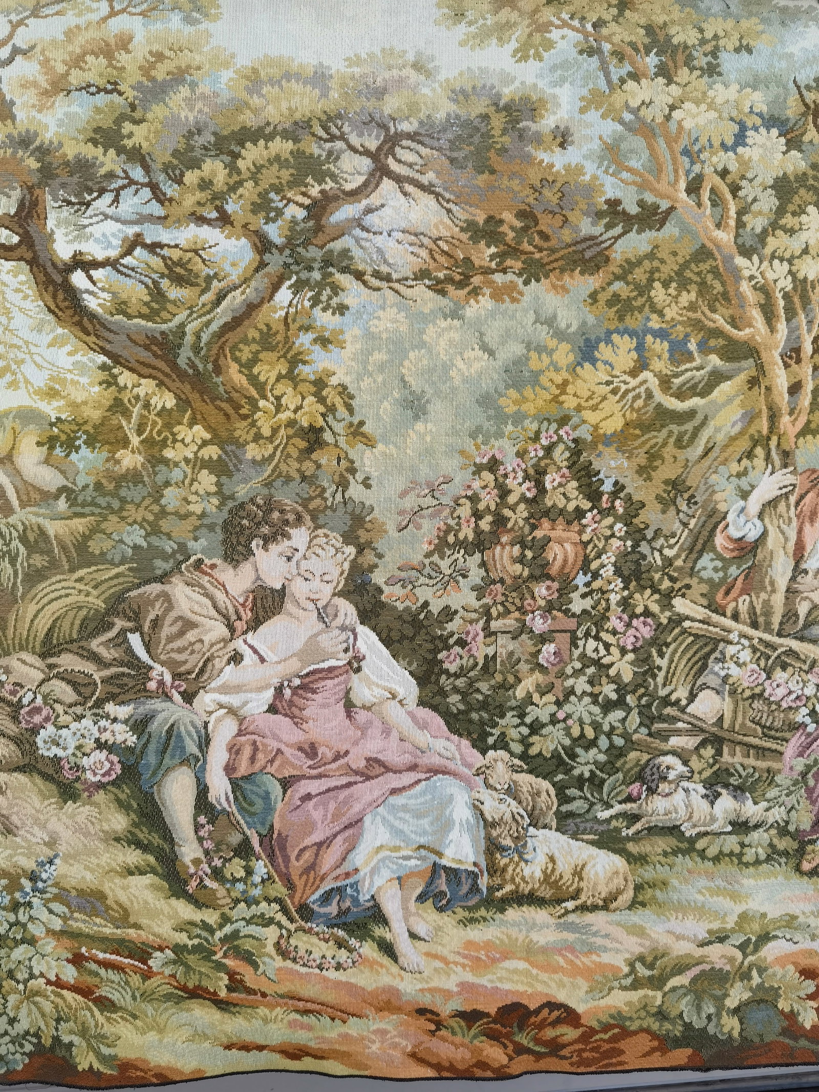 Vintage French Courting Scene Tapestry - 3