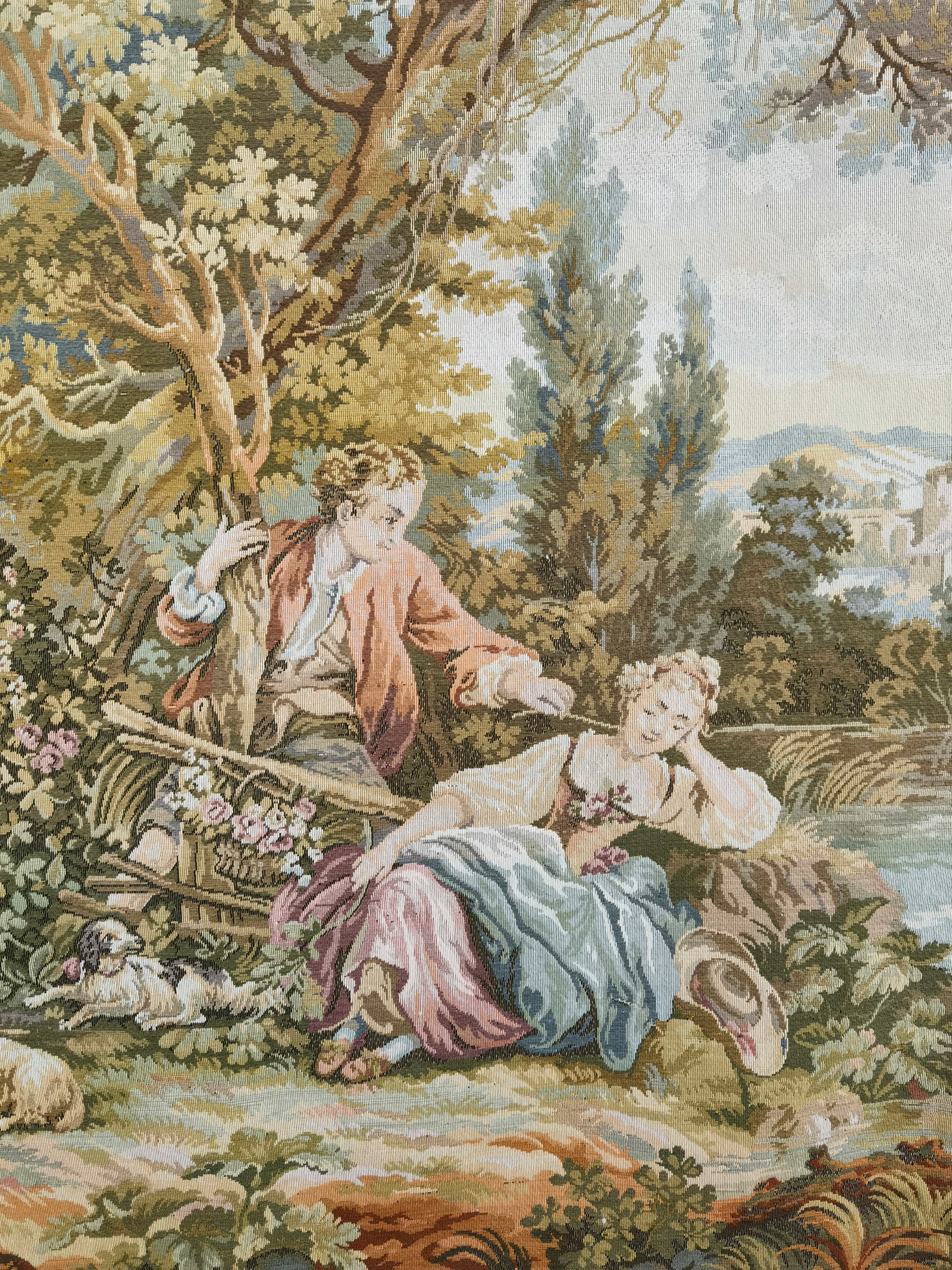 Vintage French Courting Scene Tapestry - 4