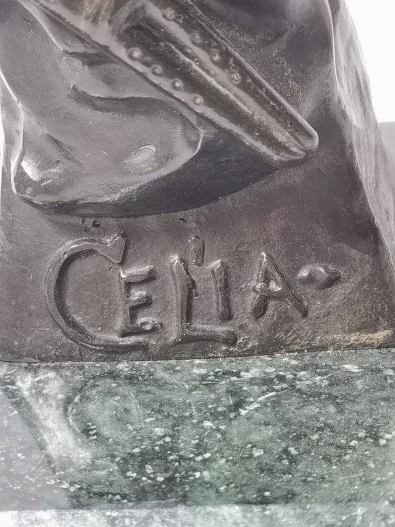 Signed Contemporary Patinated Bronze "Celia" Bust - 5