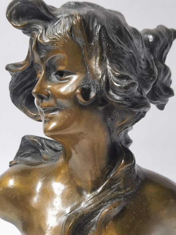 Signed Contemporary Patinated Bronze "Celia" Bust - 6