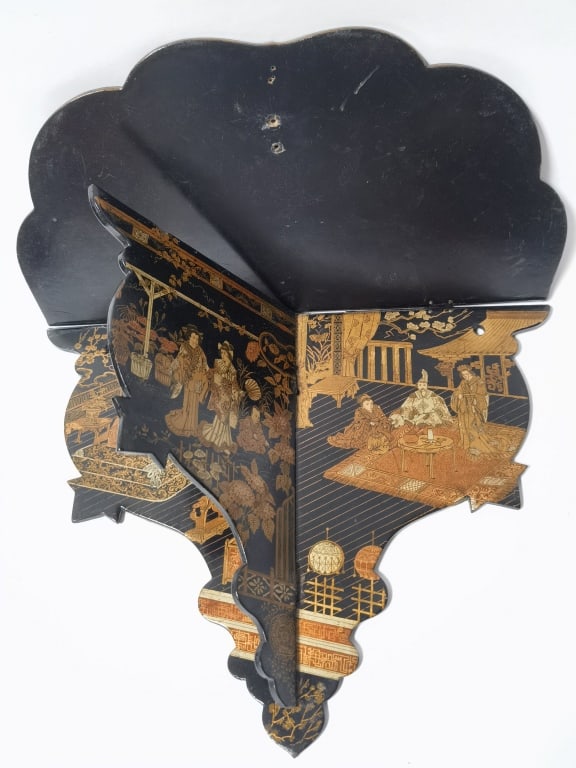 20th C. Japanese Lacquer-Style Folding Wall Shelf (1 of 8)