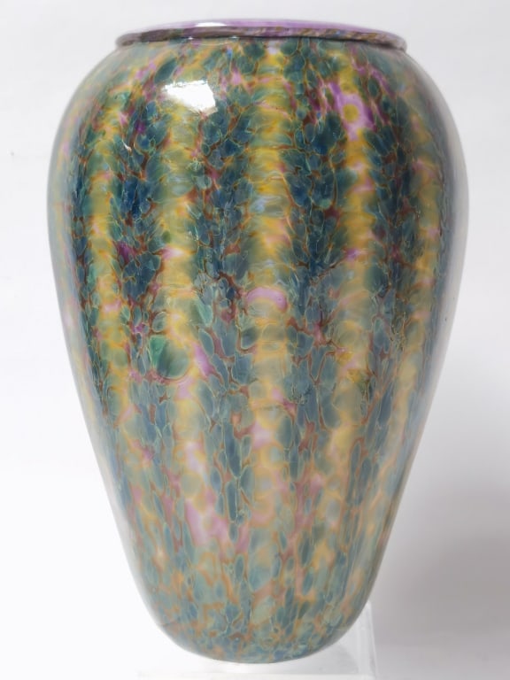 2001 Joel Bloomberg Mottled Pattern Art Glass Vase (1 of 5)