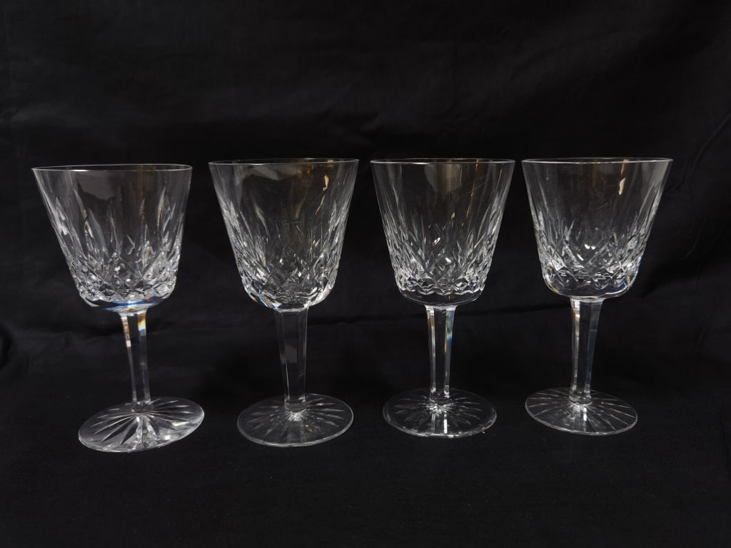 (4) Waterford Crystal Lismore Claret Wine Glasses: (4) Waterford Crystal Lismore Claret Wine Glasses, 5.75in