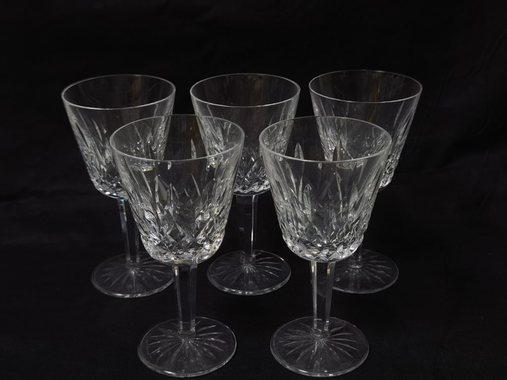 (5) Waterford Crystal Lismore Claret Wine Glasses: (5) Waterford Crystal Lismore Claret Wine Glasses, 5.75in