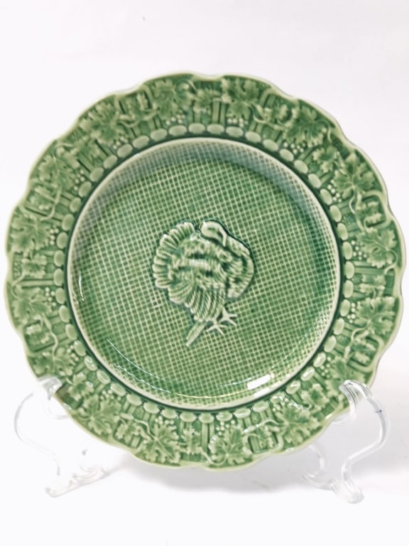 Bordallo Pinheiro Porcelain Green Turkey Plate (1 of 4)