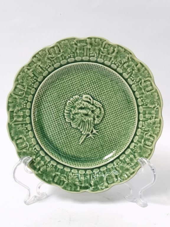 Bordallo Pinheiro Porcelain Green Turkey Plate (1 of 4)