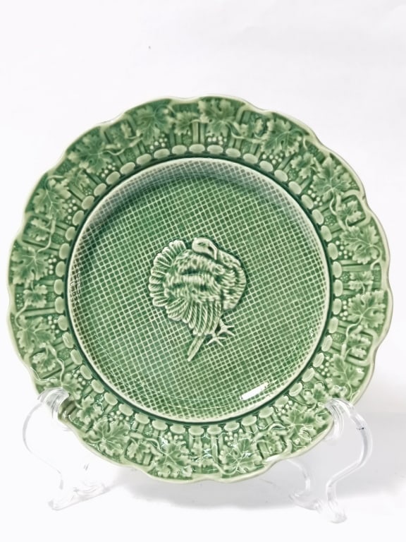 Bordallo Pinheiro Porcelain Green Turkey Plate (1 of 4)