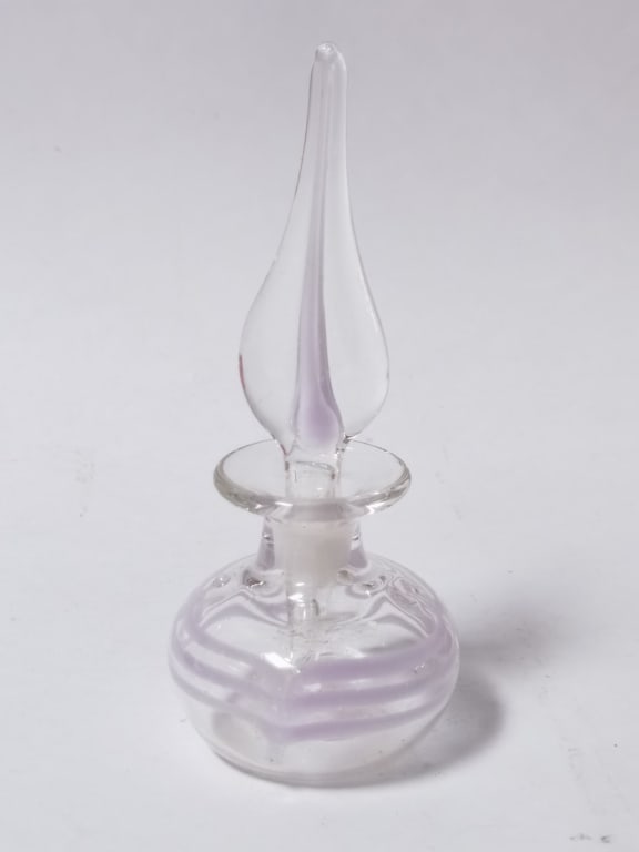 Vintage Purple Banded Art Glass Perfume Bottle (1 of 3)