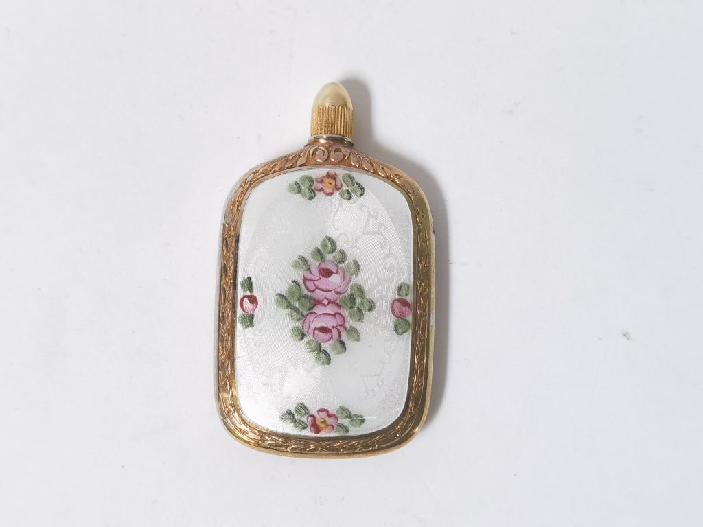 Vintage French Guilloche Enamel Perfume Flask (1 of 4)