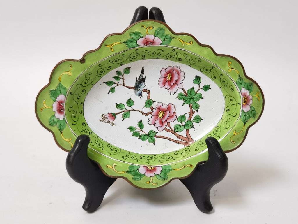 Vintage Chinese Enamel over Bronze Dish (1 of 3)