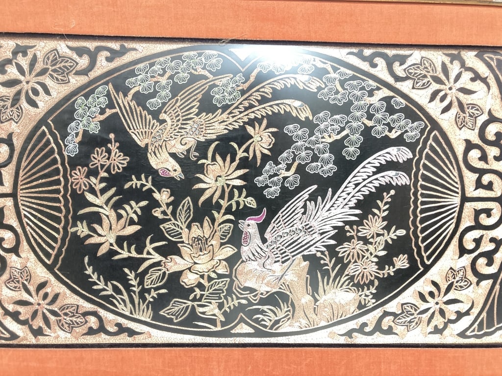 Large Chinese Gold Thread Pheasant Embroidery - 2