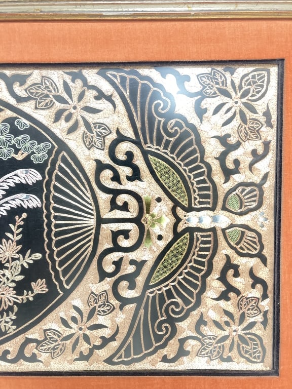 Large Chinese Gold Thread Pheasant Embroidery - 4