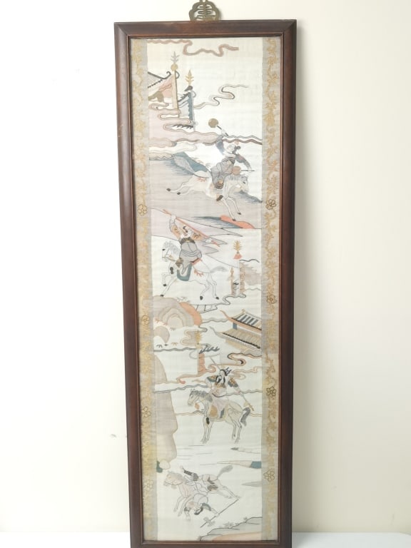 Qing Chinese "Three Kingdom" Kesi Panel: Qing Chinese "Three Kingdom" Kesi Panel, 41.5in by 13.25in
