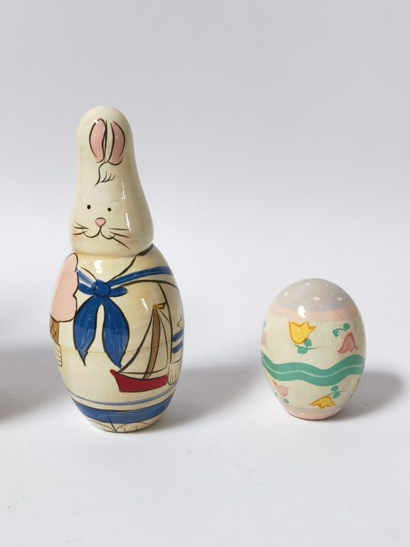 Signed Russian Easter Bunny Nesting Dolls - 3