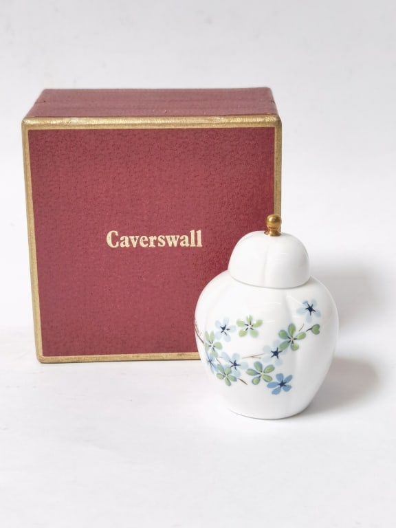 Vintage Signed Caverswall Porcelain Floral Jar: Vintage Signed Caverswall Porcelain Floral Jar, 2.5in