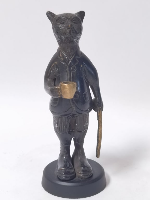 Cold-Painted Bronze Anthropomorphic Cat Figurine (1 of 5)