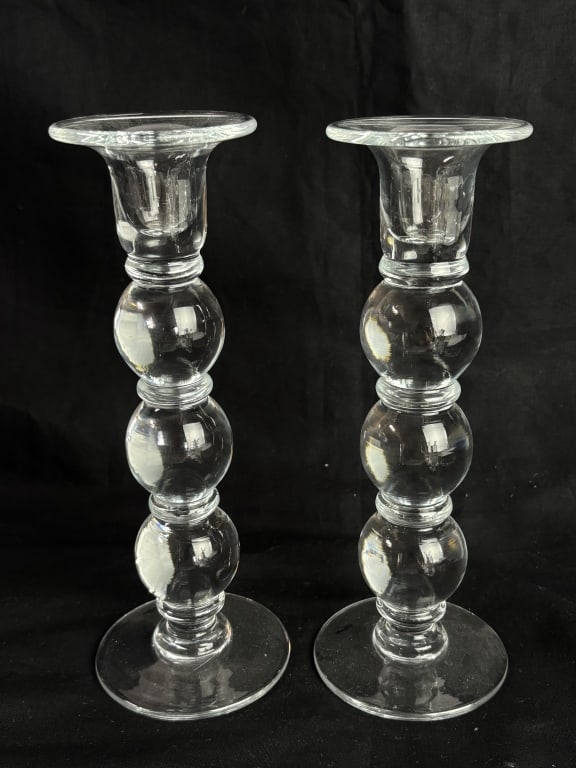 Pr. of Simon Pearce Hartland Style Glass Candlesti (1 of 4)