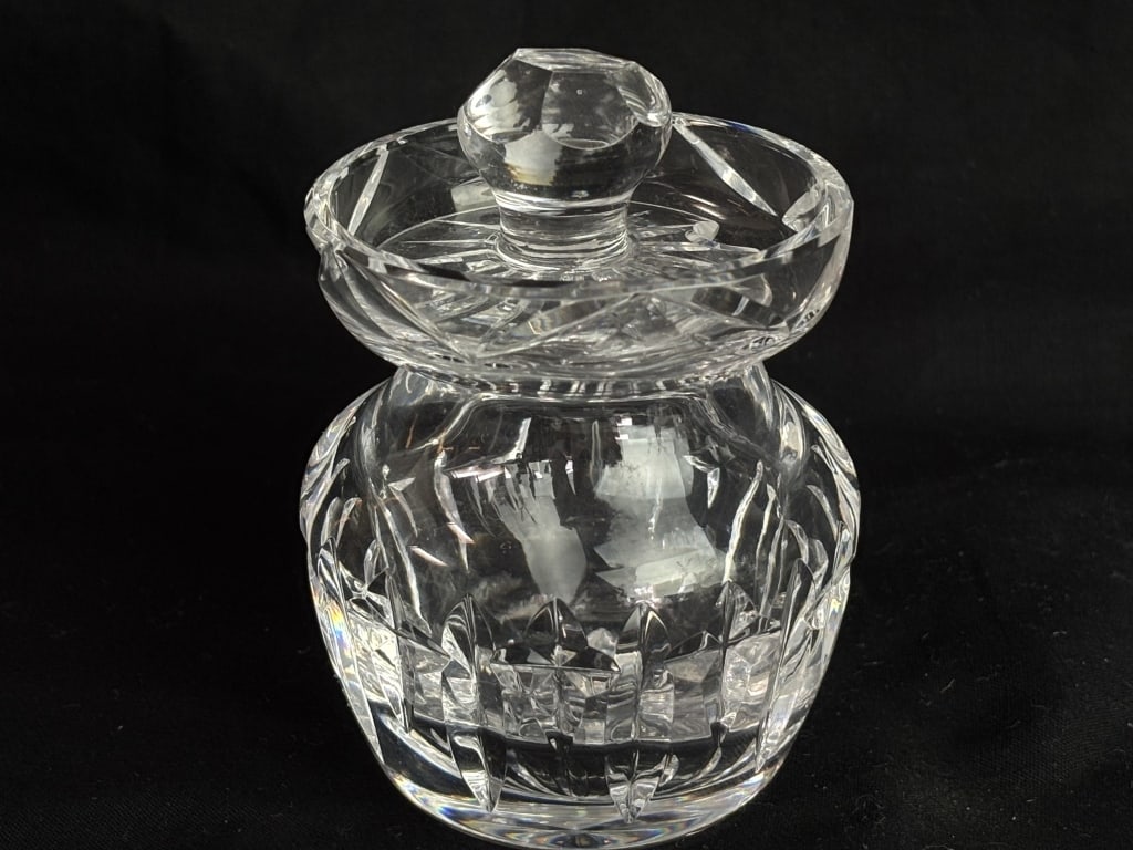 Vintage Waterford Crystal Jam Jar: Vintage Waterford Crystal Jam Jar, 4in by 2.75in