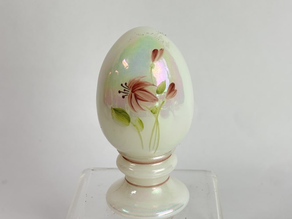Vintage Signed Fenton Glass Hand-Painted Egg (1 of 5)