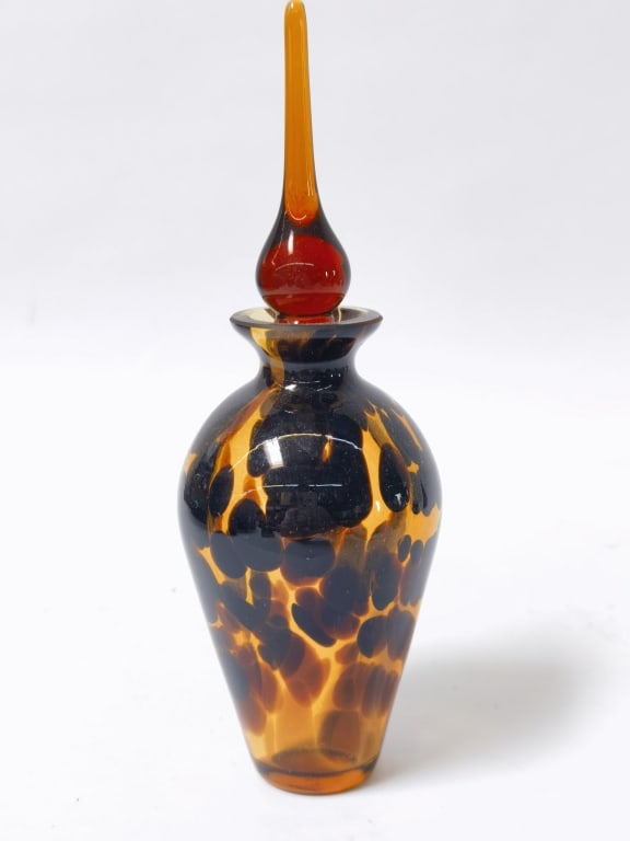 Vintage Tortoiseshell Art Glass Perfume Bottle (1 of 4)