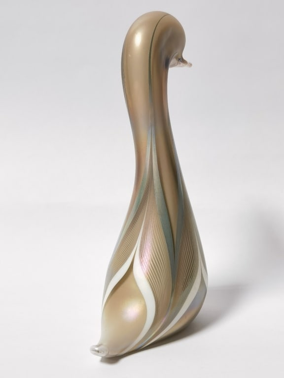 1982 Stuart Abelman Iridescent Pulled Feather Glas - 3