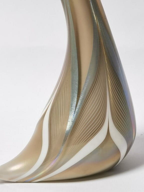 1982 Stuart Abelman Iridescent Pulled Feather Glas - 4