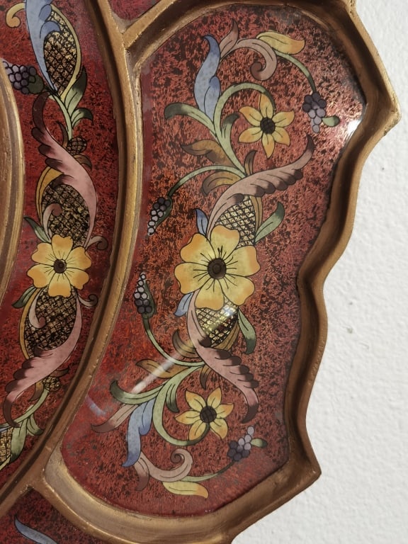Vintage Peruvian Reverse Painted Wall Mirror - 4