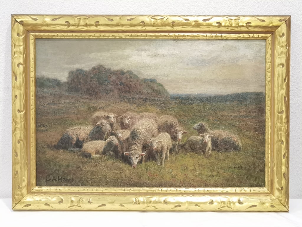 1912 Signed G.A. Hays "Sheep In The Pasture" Oil P (1 of 9)