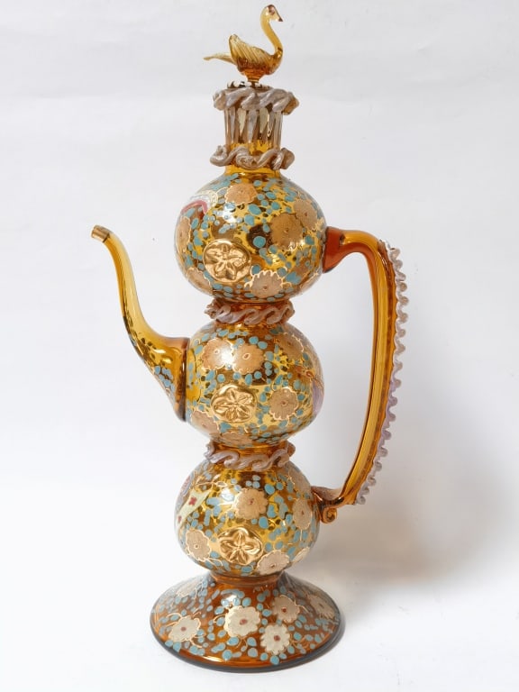 Large Antique Moser-Style Amber Glass Tall Decante (1 of 7)