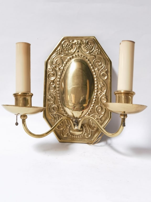 Vintage Gold-Tone Metal Two-Head Wall Lamp (1 of 5)