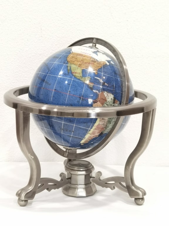 Gemstone Inlaid Table Globe on Stand (1 of 3)