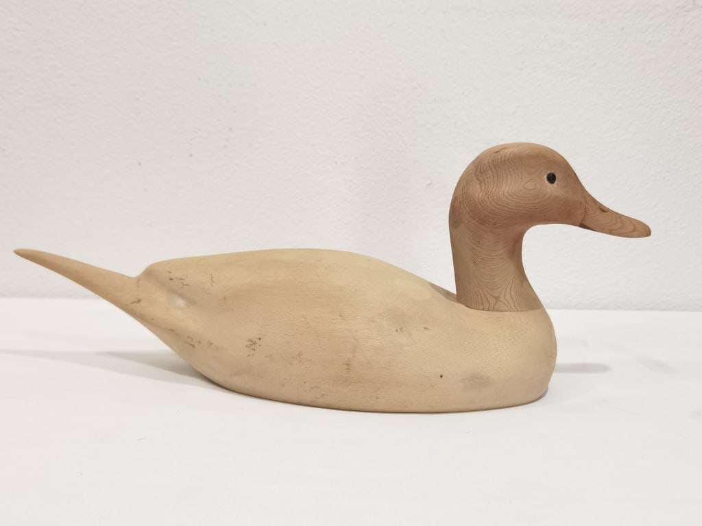 Vintage Minimalist Two-Tone Carved Pintail Decoy (1 of 4)