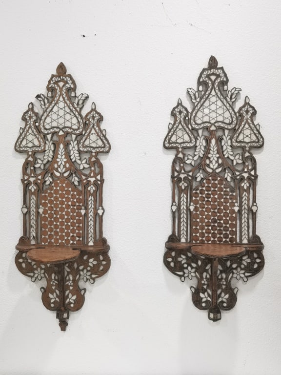 Pr. of Syrian/Ottoman Mother-of-Pearl Inlaid Kavuk (1 of 10)