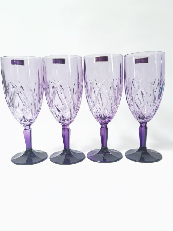 (4) Marquis by Waterford Lavender Crystal Wine Gla (1 of 5)