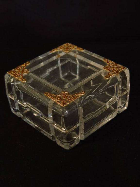 C.C. Courtenay Glass Box with Gilt Brass Filigree (1 of 4)