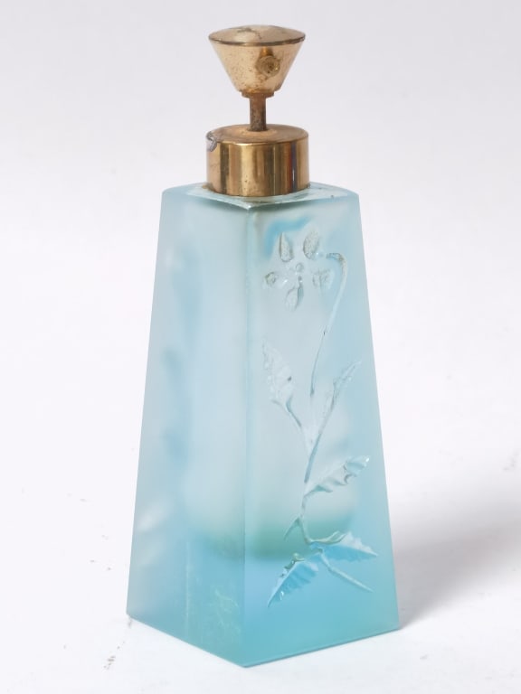 Vintage Frosted Blue Glass Perfume Atomizer (1 of 3)