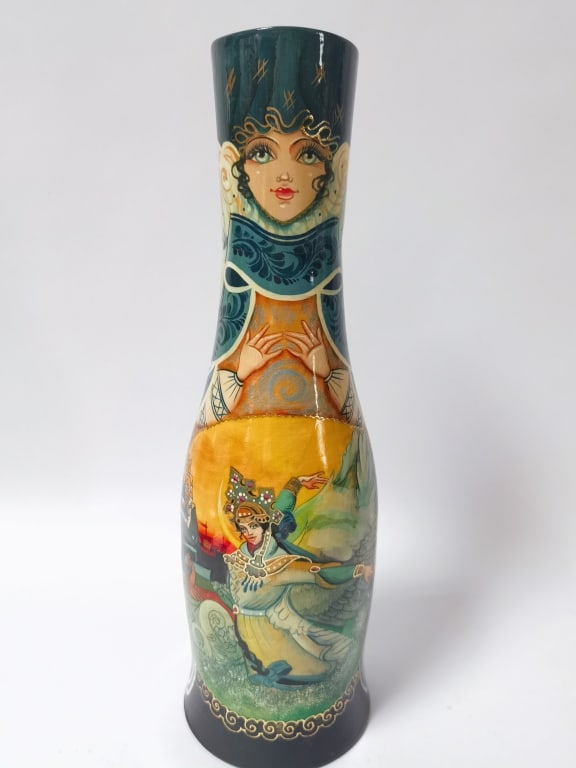 Vintage Hand-Painted Russian Wooden Folk Art Bottl (1 of 6)
